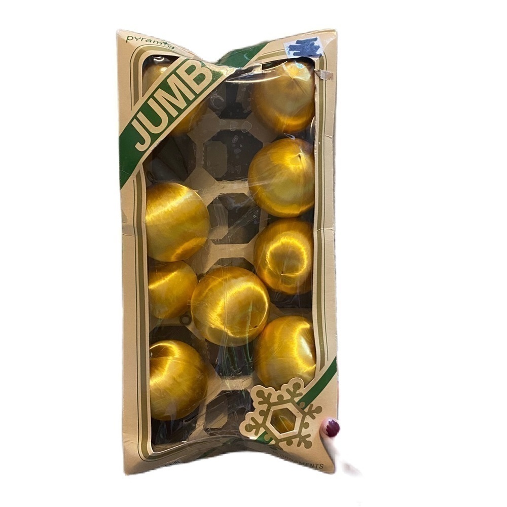 Vintage Gold Nylon Satin Ball Christmas Ornaments Jumbo